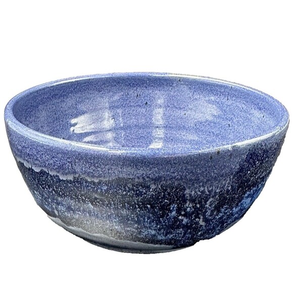 Two Tone Blue Marble Glazed Stoneware Pottery Cereal Soup Ice Cream Bowls 4 - Picture 8 of 16